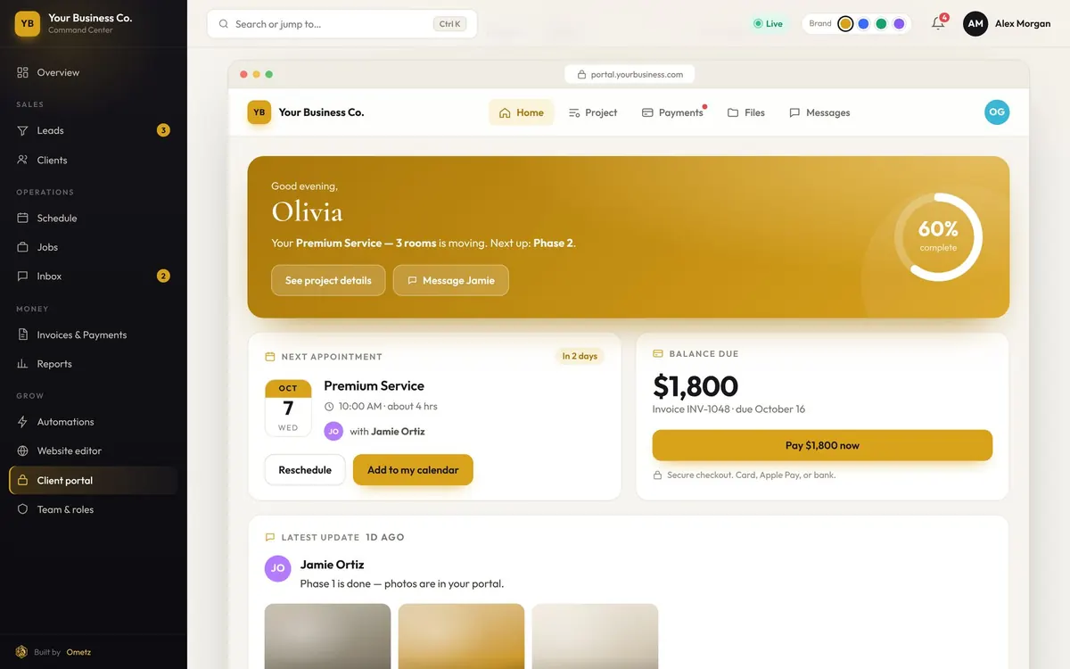 Sample client portal