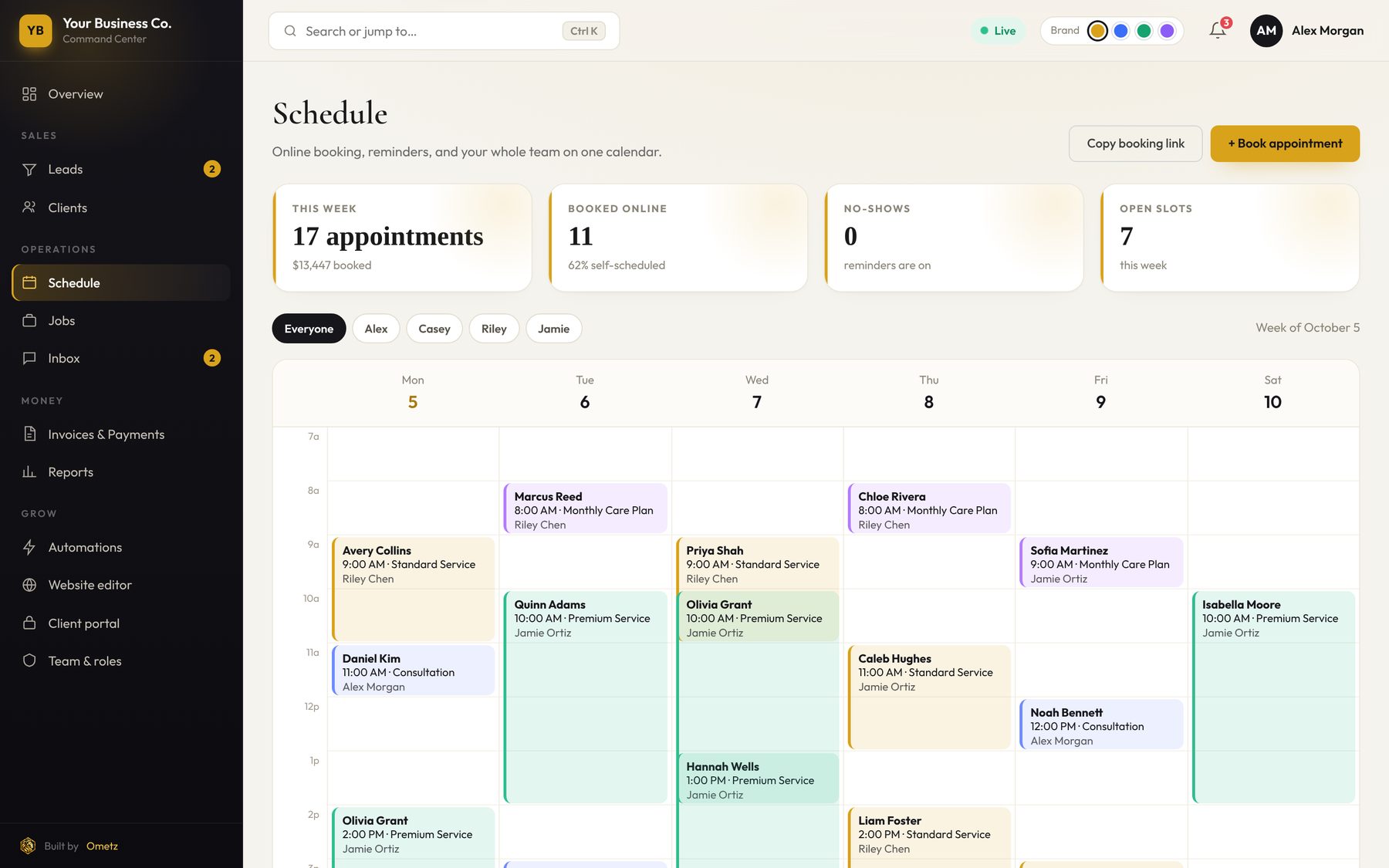 Sample team schedule