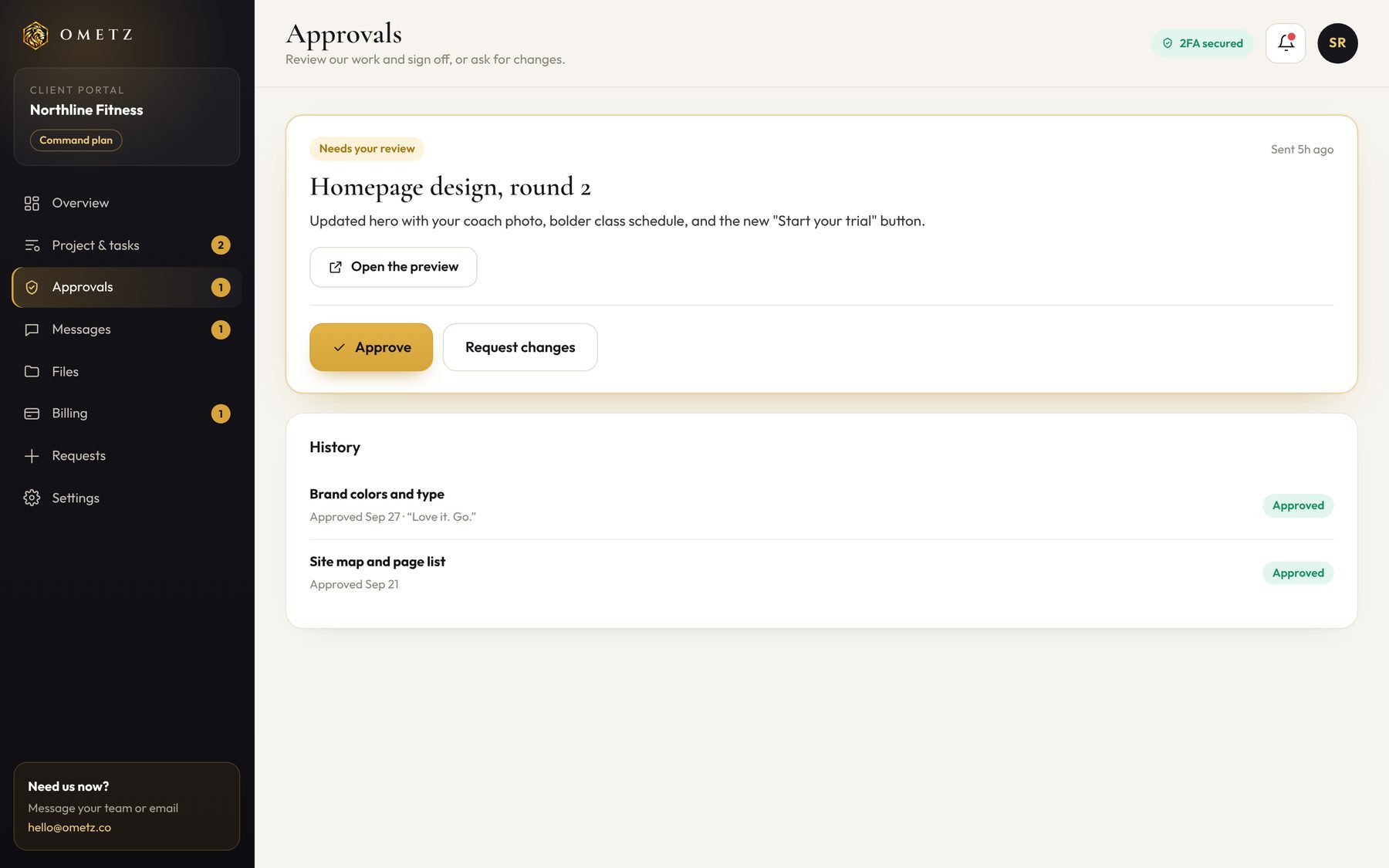 Client portal approvals